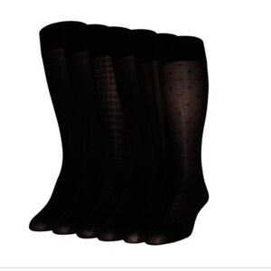 Peds‎ Women's black Knee High Trouser Socks 6 Pairs size 5-10. new